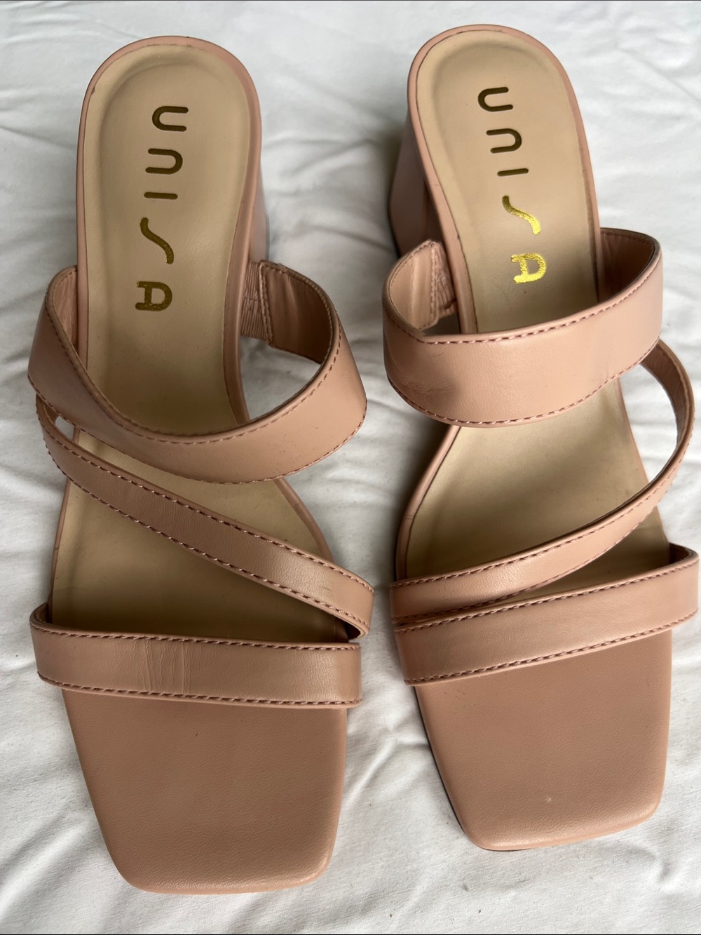 Unisa Blush Strappy Block Heel Sandals
